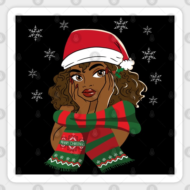 Beautiful African Black Girl Santa Sticker by Hypnotic Highs